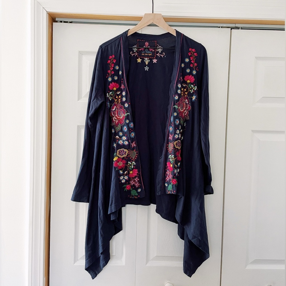 Johnny Was Open Cardigan Jacket Cape Medium Embroidered